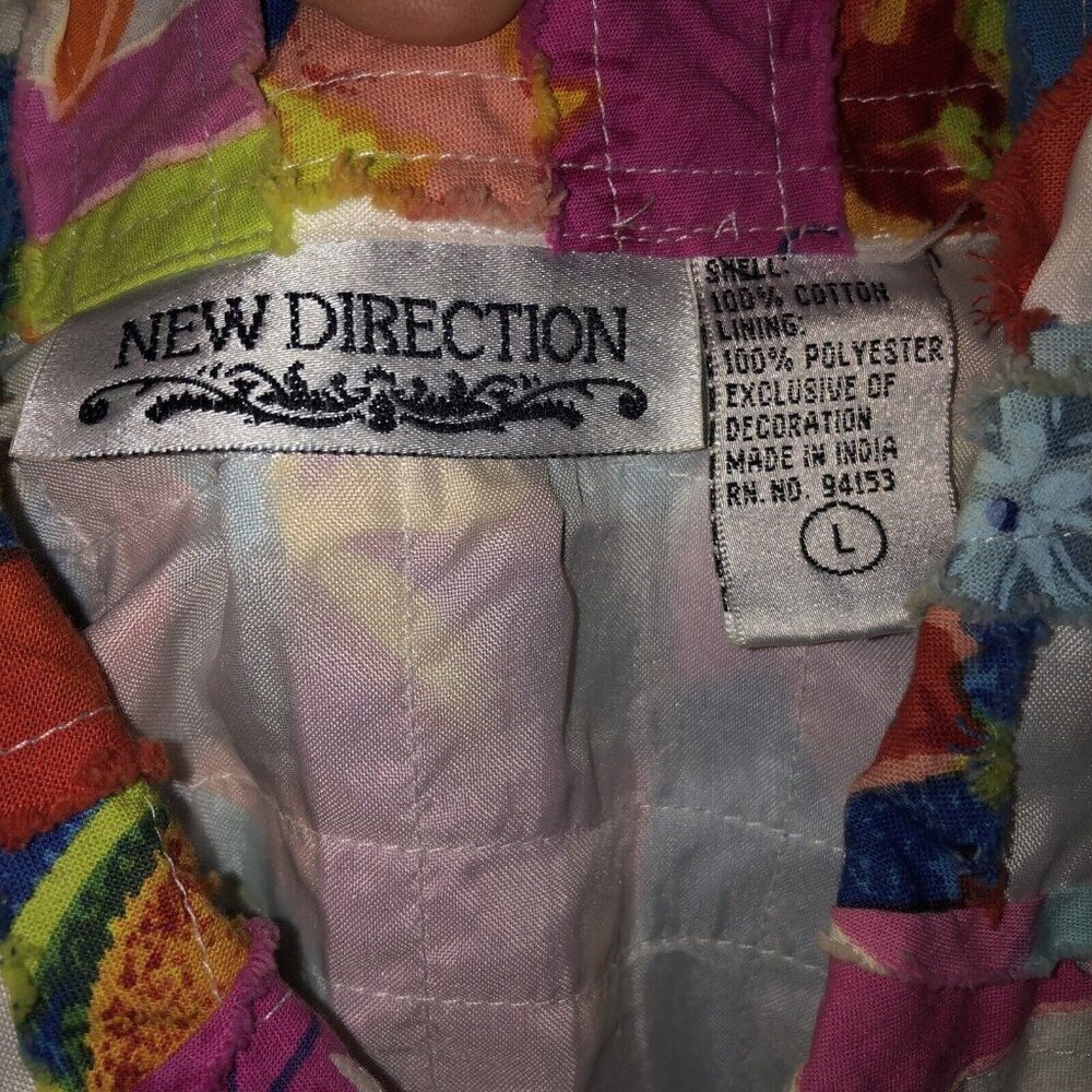 New Direction Size Large Floral Patchwork Colorfu… - image 8